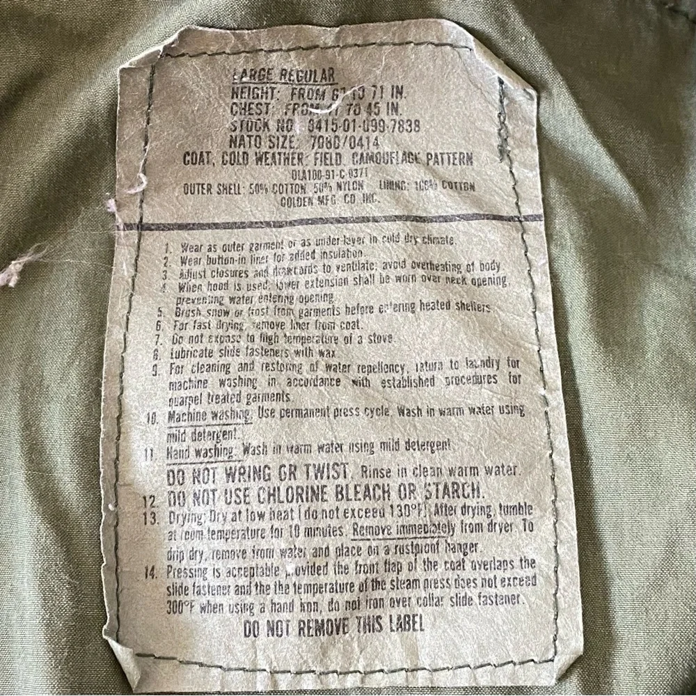 Vintage Military Woodland Camo M-65 Field Jacket